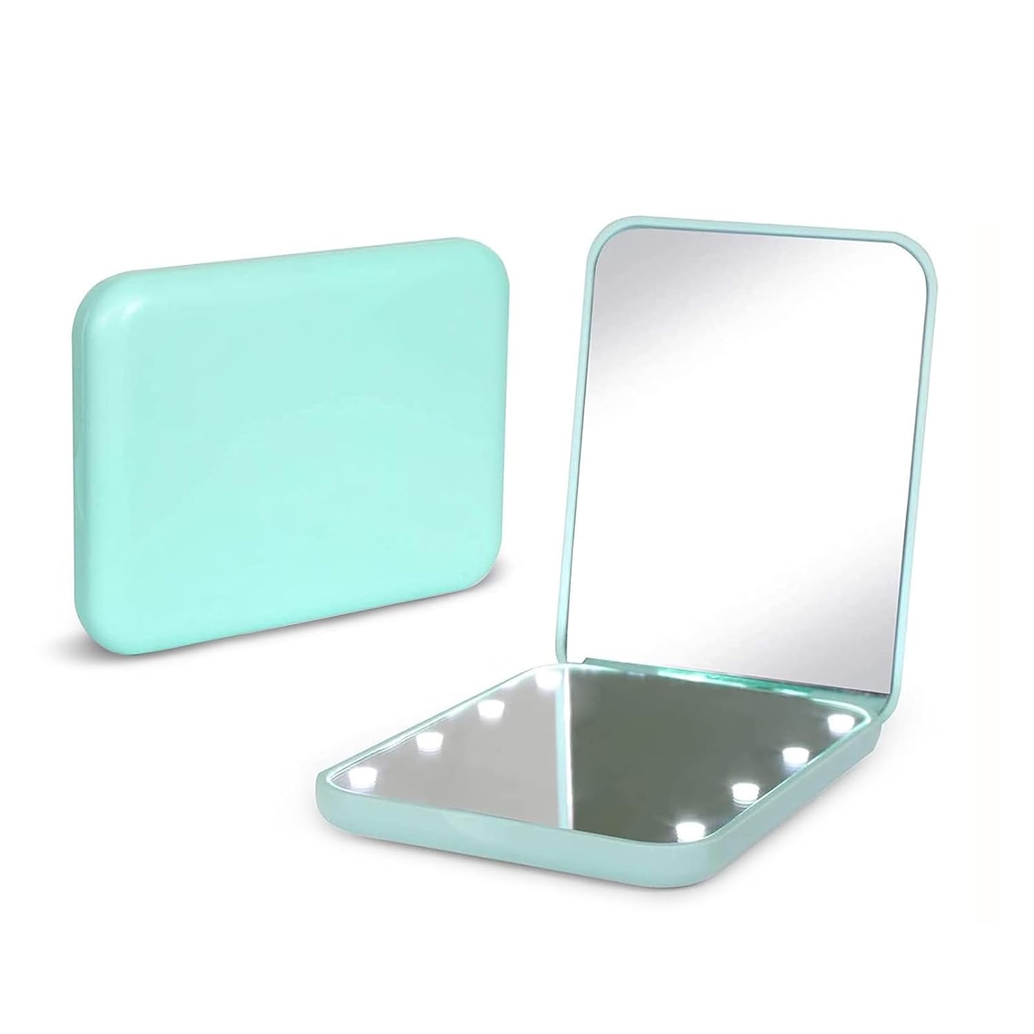 Kintion Pocket Mirror, 1X/3X Magnification LED Compact Travel Makeup Mirror with Light for Purse, 2-Sided, Portable, Folding, Handheld