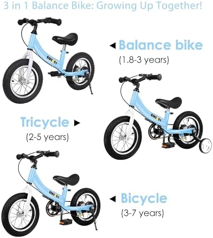 Balance Bike 2 in 1,The Dual Use of a Kids Balance Bike and Toddler Bike, for 2 3 4 5 6 7 Years Old -12 14 16 Inches with Training Theory, Brake, Pedal