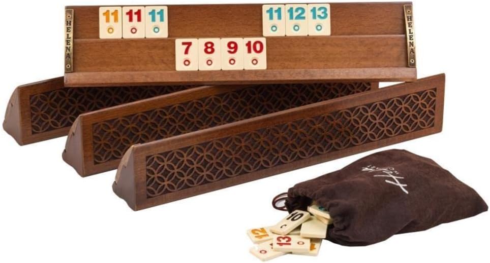 Begonia Engraved Rummy Board Game Set - Handmade Straight Rummicube Game Set (New) | Gift for Father - Turkish Okey