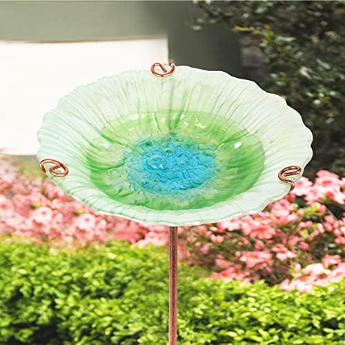 MUMTOP Glass Bird Bath for Outside, Blue Bird Feeder Birdbaths for Oudoors