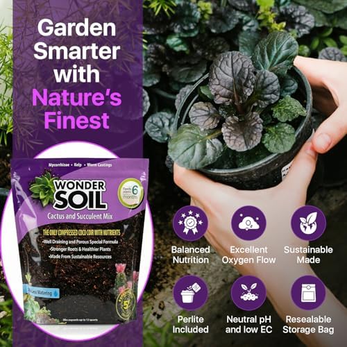 | Organic Cactus & Succulent Soil Mix (12 Quarts) | Fast Draining Living Coco Coir Loaded w/Nutrients | Ready to Plant Indoor/Outdoor Peat-Free
