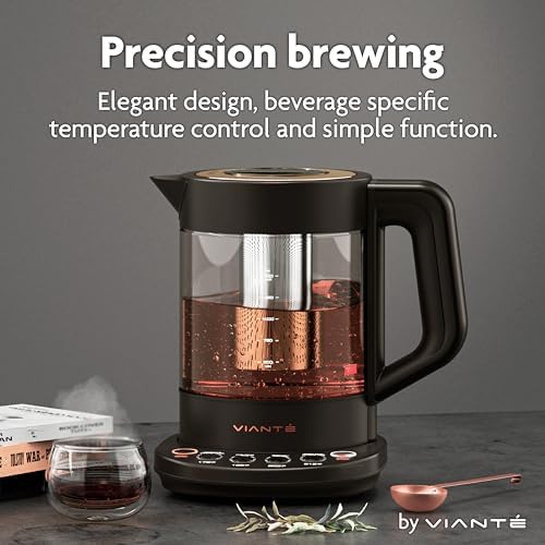 Viante Alba Electric Tea Kettle With Infuser, No Plastic, 1.5L