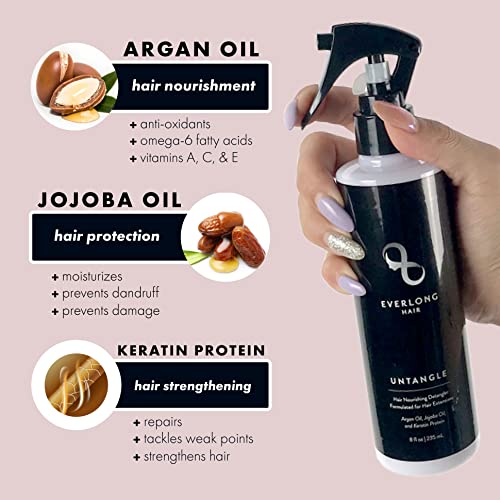 everlong Untangle Leave-in Conditioner Detangler Spray for Hair Extensions & Wigs, Infused with Keratin Protein, Argan and Jojoba Oil
