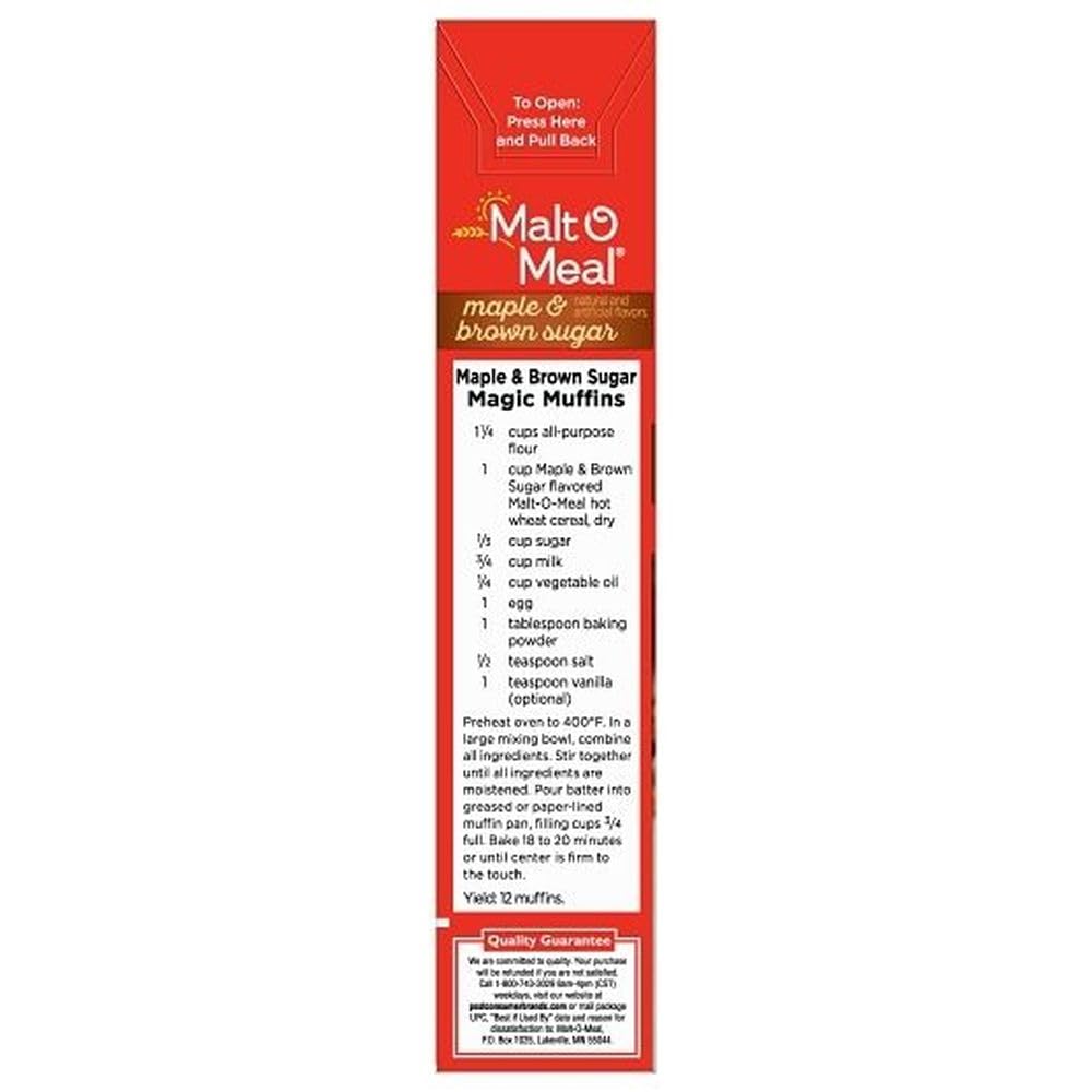 Malt-O-Meal Maple And Brown Sugar - Hot Cereals, 28 Ounce -- 12 per case.