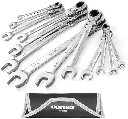 DURATECH Flex-Head Ratcheting Combination Wrench Set, SAE, 13-piece