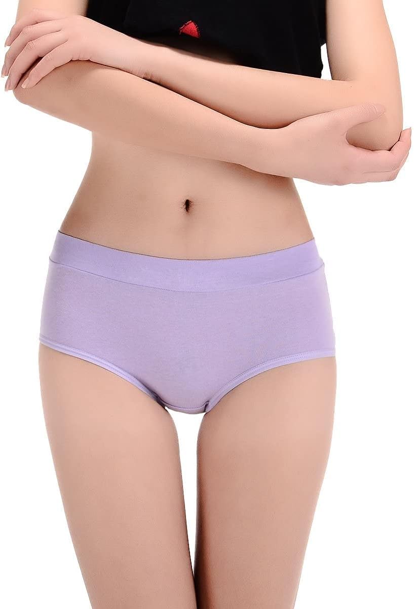 Buankoxy Women's Mid-Rise Stretch Cotton Panties, Assorted Colors