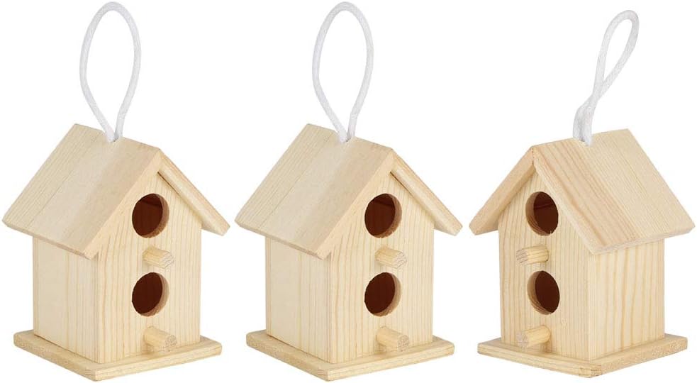 Meiyya Unfinished Birdhouse to Paint for Birdwatching with Perch, MoistureResistant Bird Nests