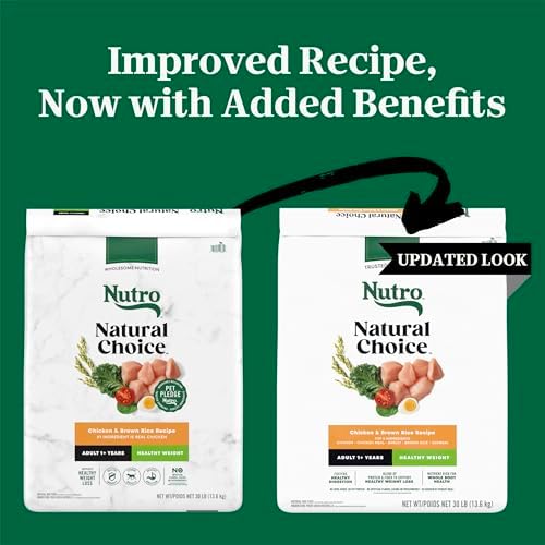 Nutro Natural Choice Healthy Weight Dry Dog Food, Chicken & Rice, 30 lb | Non-GMO, Chicken #1 ingredient, no corn, wheat, soy, supports weight loss, skin & coat, digestive & immune health