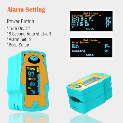 Pediatric Pulse Oximeter, OLED Display Oxygen Monitor Fingertip for Children, Baby & Kids, Blood Oxygen Saturation Monitor (SpO2)