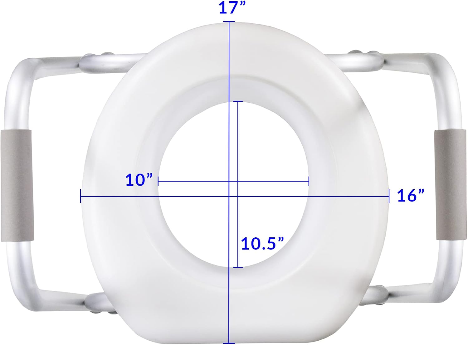 PCP Raised Toilet Seat and Safety Frame, Pre-Assembled Tool Free, Secure Adjustable Height, Made in USA, Regular