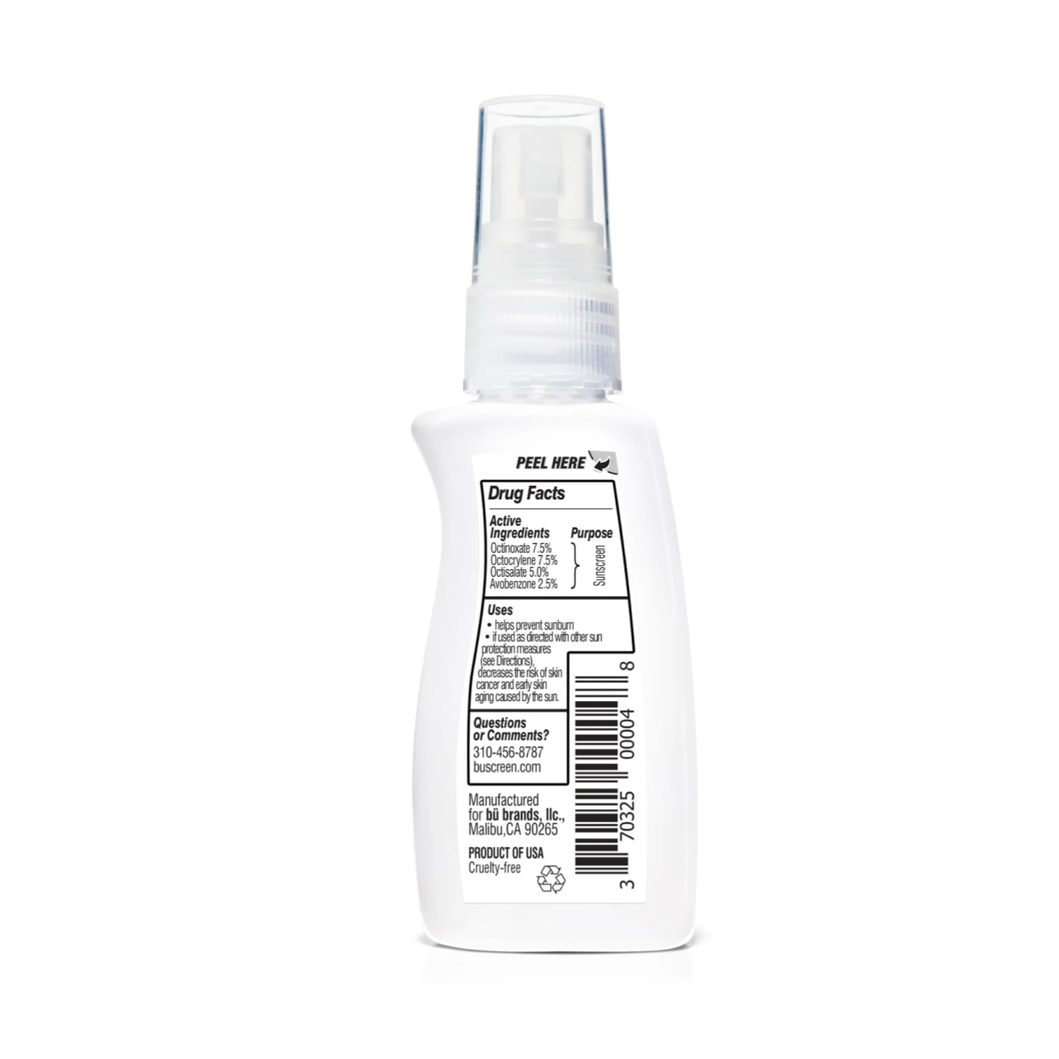 BU SPF 30 Sunscreen Spray for Face and Body, Non Aerosol Spray, Ultrafine WOWmist, TSA Travel Size Sunscreen, Clear, Non Greasy, Water Resistant, White Sage 3.3 oz
