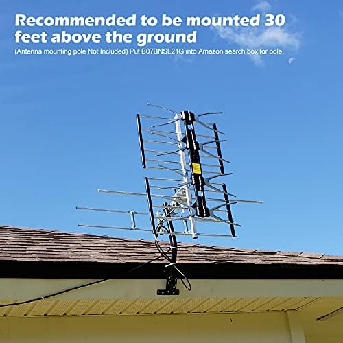 PBD Outdoor Digital HDTV Antenna with High Gain and Low Noise Amplifier, 40FT RG6 Coaxial Cable, 2 Way Splitter, 150 Miles Range, UHF and VHF
