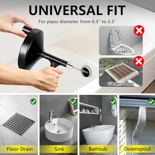 Drain Auger 25 Ft with Gloves, Heavy Duty Plumbing Snake Drain Clog Remover | Long Flexible Drain Snake for Deep Clog Removal