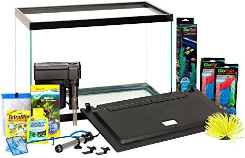 GloFish Crescent aquarium Kit 3 Gallons, Includes Hidden Blue LED Light And Internal Filter
