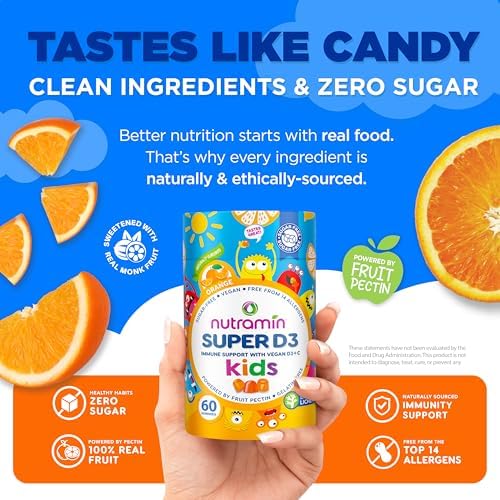 NUTRAMIN Sugar-Free Gummy Multivitamins for Kids, Allergen-Free, 90 Count
