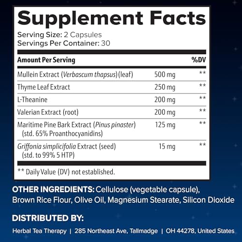 SinoClear PM Lung Detox & Sinus Pressure Relief Supplement 60 caps, Nighttime Nasal Decongestant, Sinus Relief, & Lung Cleanse Blend - Mullein Leaf
