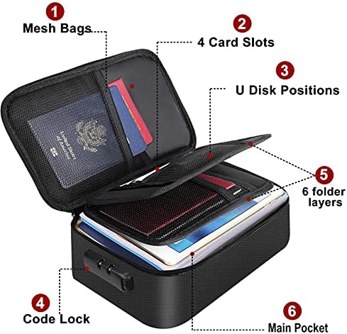 ENGPOW Small Fireproof Bag with Lock,Money Organizer Case,9”x 5.3”x 3.7”