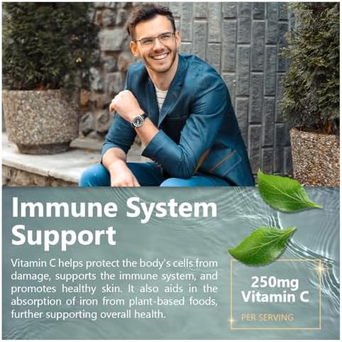 Vitamin C and Zinc Gummies for Adults with Echinacea and Rose Hips – Orange Flavored Gummy Vitamins for Women & Men – Immune Support