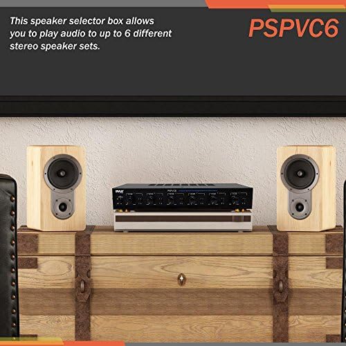 Pyle Premium New and Improved 6 Zone Channel Speaker Switch Selector Volume Control Switch Box Hub Distribution Box for Multi-Channel High Powered