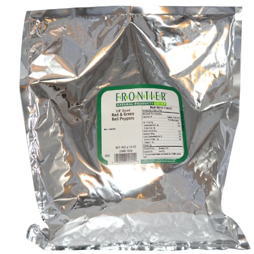 Frontier Co-op Bell Peppers, Red and Green, 3/8" Diced, Kosher | 1 lb. Bulk Bag | Capsicum annuum