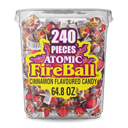 Wonka Atomic Fireball, Candy, Cinnamon Flavor, Individually Wrapped, 7.5 g (240 ct) | Intense cinnamon heat, iconic red fireball, individually wrapped