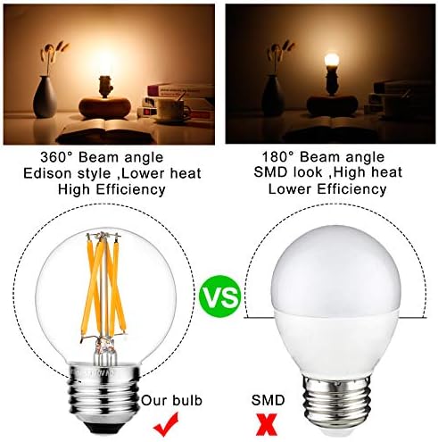 Litehistory e12 led bulb dimmable g16.5 Light Bulb 4W Equal 40 Watt 400lm AC120V e12 Candelabra Bulb 40 Watt for Chandeliers,Ceiling Fan,Vanity Warm White 2700K Globe candelabra Light Bulb 6Pack