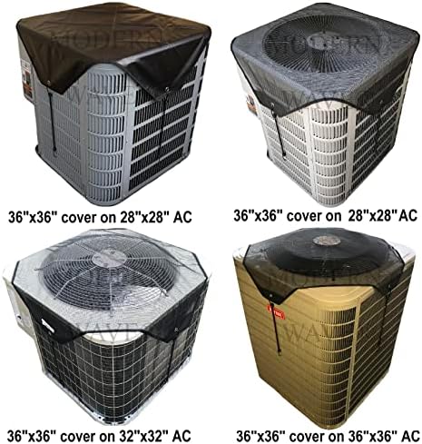 MODERN WAVE - 2 (Two) Central Air Conditioner Covers for Outside Units 36 x 36 inch - 1 (One) Top Universal Mesh Cover and 1 (One) Winter Waterproof