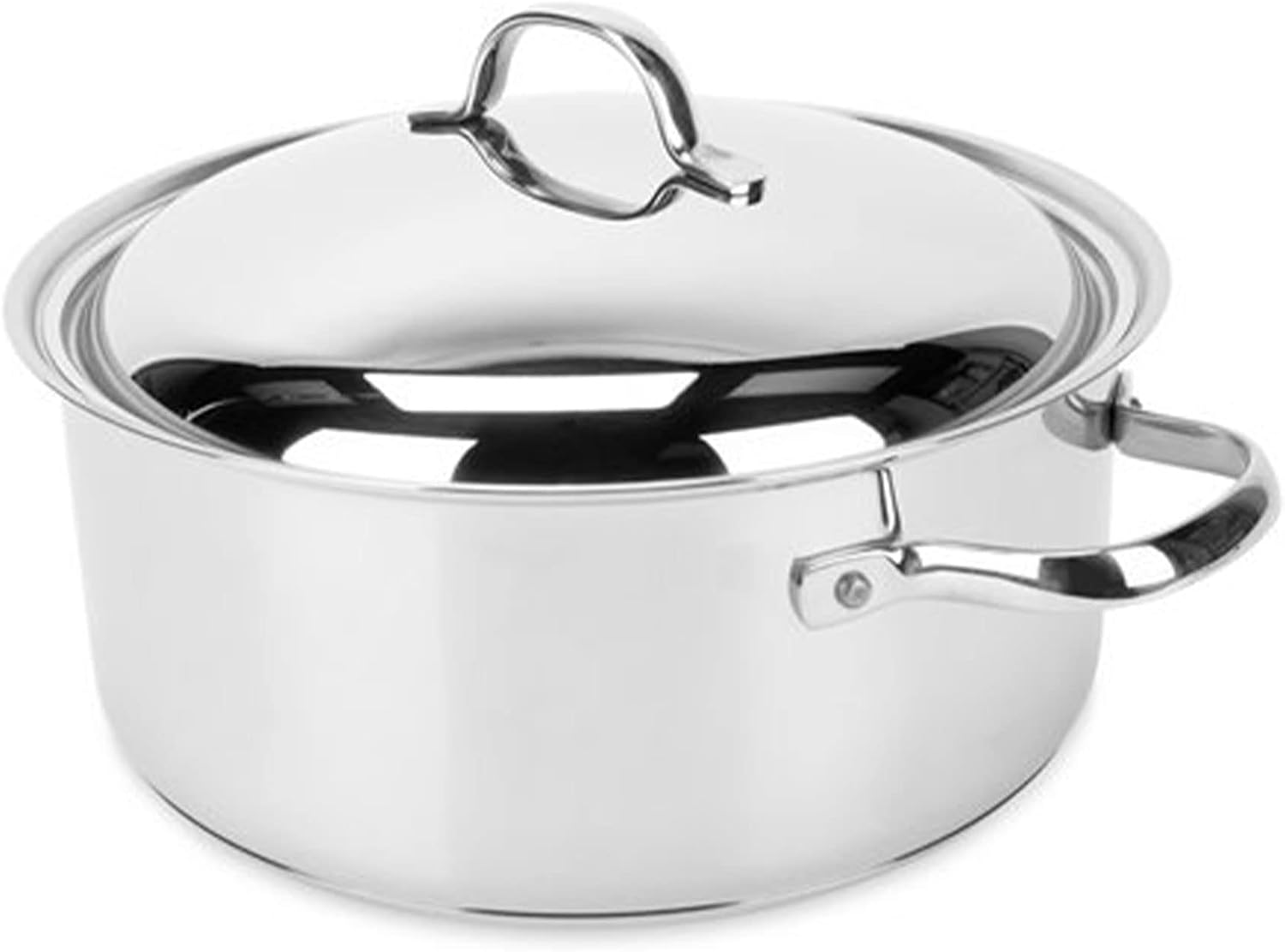 Camco 7 Piece Stainless Steel Cookware Nesting Pots and Pans Set w/Lids, Detachable Handles & Storage Strap for Camping, Tailgating, and RV