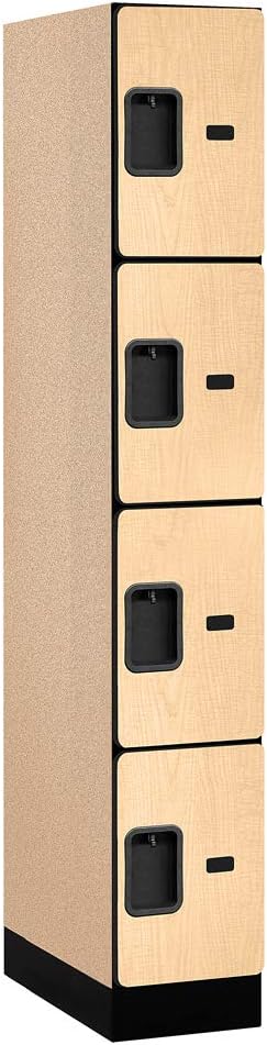 Salsbury Industries Four Tier Designer Wood Locker, Mahogany, 6' 3" x 18"