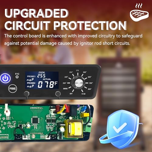 Digital LCD Display Trapezoid Thermostat Controller Board Panel Replacement Kits Compatible for Pit Boss Series 3/4/5/7 Wood Pellet Vertical Smoker