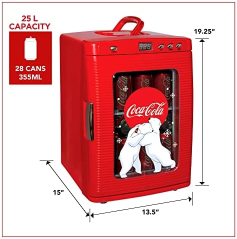 Coca Cola Mini Fridge - Refrigerator for Bedroom Office, Portable Table Top Beverage Cooler, 12V 110V Refrigerador For Drinks, Soda, Wines, Use In Car