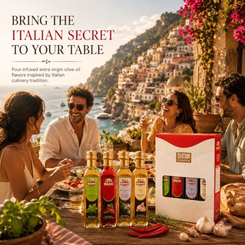 BASSO 1904 Infused Extra Virgin Olive Oil Gift Box Set, 8.5 Fl Oz (250 ml)