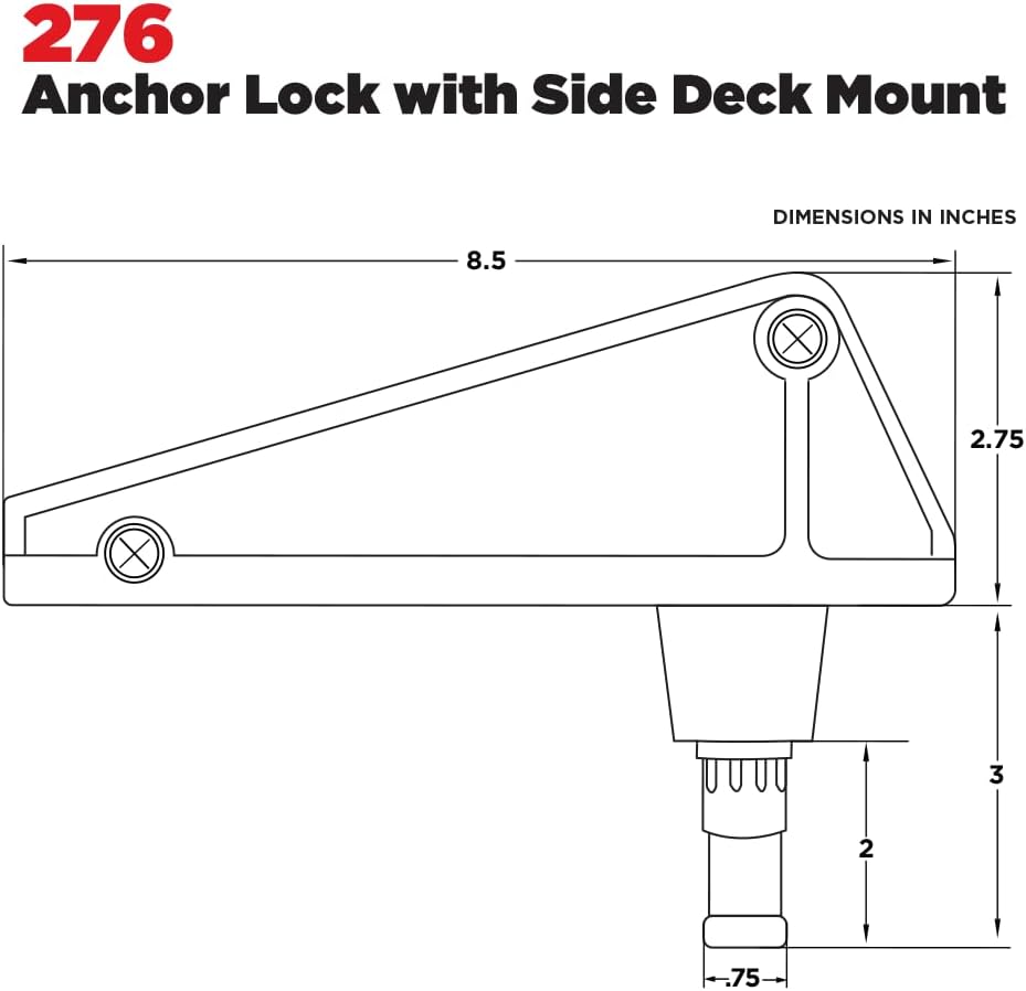 Scotty #276 Anchor Lock, w/ 0241 Side / Deck Mount | For Small Boats, Heavy-Duty Construction, Boating, Kayak & Inflatable Accessory