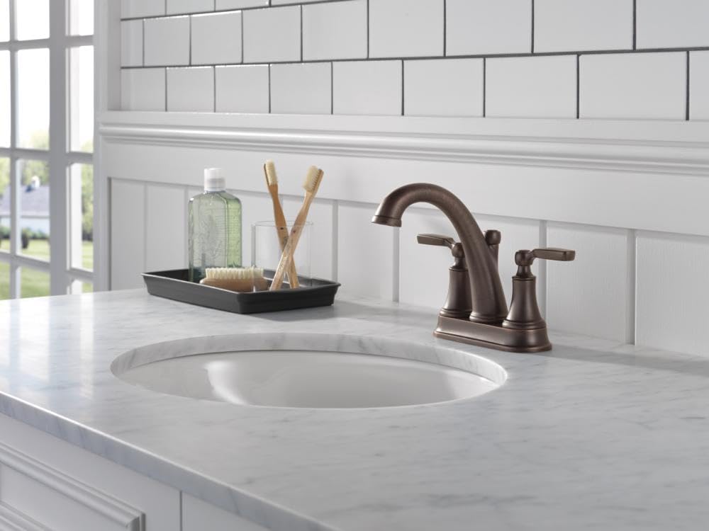 Delta Faucet Woodhurst Centerset Bathroom Faucet, Oil Rubbed Bronze 2-Handle Bathroom Faucet, Delta Bathroom Sink Faucet