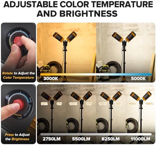 LUTEC Upgraded 5000K 15000 LM 105 W LED Work Light with Telescoping Tripod