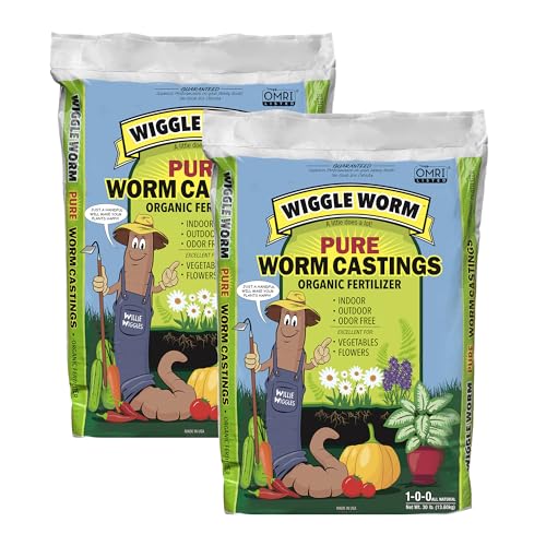 Wiggle Worm 100% Pure Organic Worm Casting Fertilizer, 30lb | Mineral-Dense Formula Improves Soil Fertility, Aeration & Healthy Root Growth for Houseplants & Vegetables