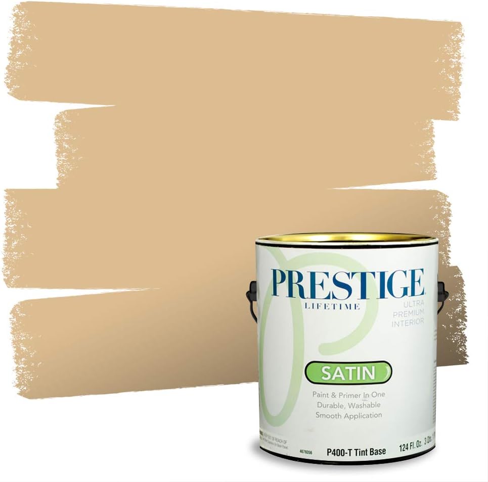 PRESTIGE Paints Exterior Paint and Primer In One, 1-Gallon, Satin, Comparable Match of Sherwin Williams* Relaxed Khaki*
