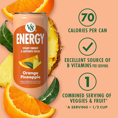 V8 Energy Orange Pineapple Energy Drink, 11.5 fl oz Can (12 Pack)