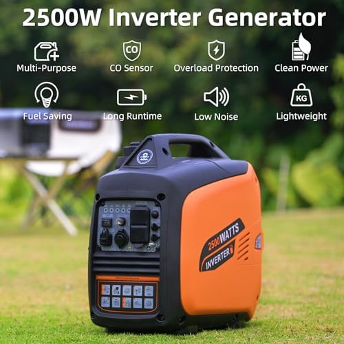 Oxseryn 2800-Watts Portable Inverter Generator, Gas Generators for Home Use, Camping, Super Quiet Emergency Home Backup, with Fuel Shut Off, 1.1Gal Fuel Tank, 39Lbs, EPA Compliant