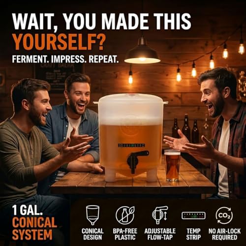 Premium Beer Kit Bonus with Bottles - Conical Fermenter Eliminates Sediment and Makes Great Tasting Home Made Beer - 1 Gal. Pilsner, Stout