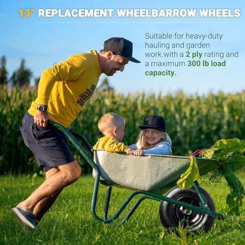 AR-PRO (2-PACK) 4.80/4.00-8" Tire and Wheel, 16" Pneumatic Tire Wheels with 3/4" Bearings and 3" Centered Hub for Wheelbarrow, Hand Truck