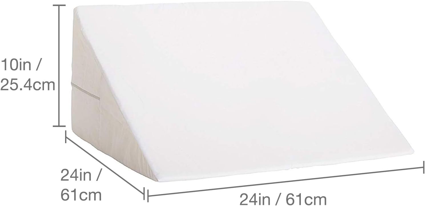 DMI Bed Wedge Pillow and Triangle Wedge with Elevated Incline for Neck Pain, Headaches, Shoulders, Back Pain, Foot Support, Knee Pain or Restless Leg Syndrome, 24x24x12 inches, White (Pack of 1)