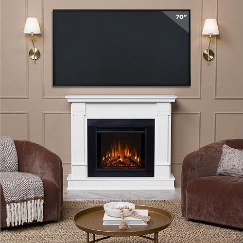 Real Flame Silverton 48” Electric Fireplace with Mantel for Living Room or Bedroom, Replaceable Fireplace Insert Heater