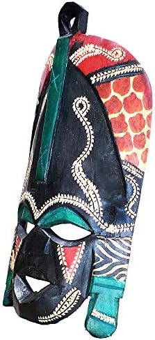 African Masai Masks Wall Hanging Art Hand Carving Safari Décor (8 Inch)