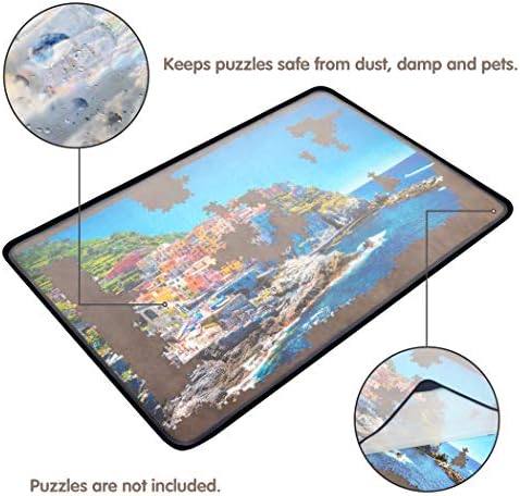 Tektalk Jigsaw Puzzle Board Portable Puzzle Mat with Dustproof Cover for Puzzle Storage Saver, Non-Slip Surface, Up to 1000 Pieces (Gray)