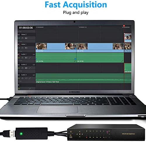 USB Audio Video Converter, VHS to Digital Converter, Video Capture Card Digitize from Analog Video VCR VHS DVD, for Windows 7 8 10