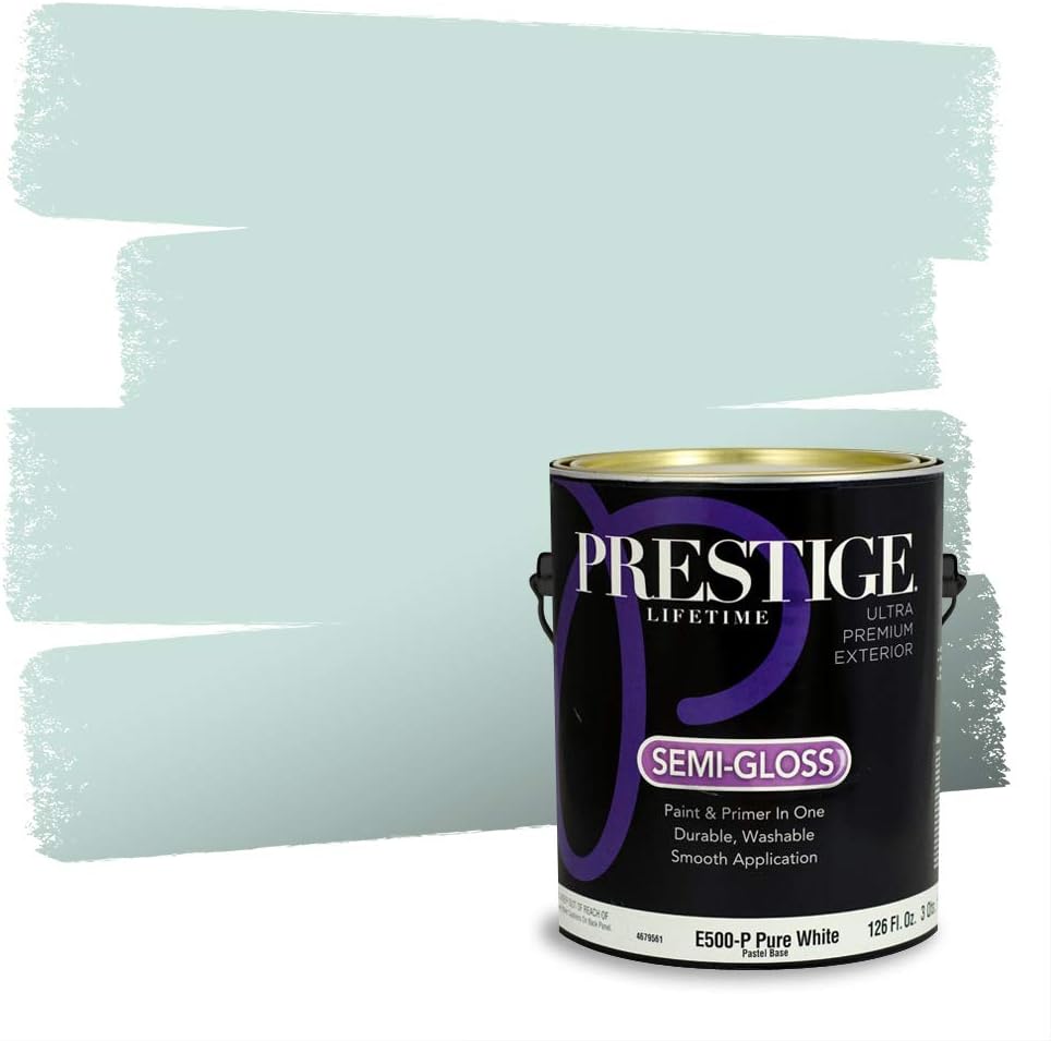 PRESTIGE Paints Exterior Paint and Primer In One, 1-Gallon, Semi-Gloss, Comparable Match of Behr* Intercoastal Gray*