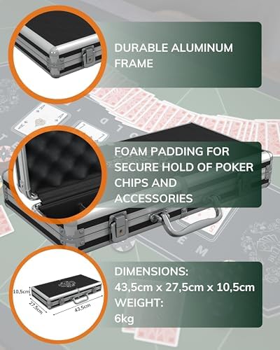 Bullets Playing Cards | Poker Set Corrado | 500 Clay Poker Chips (14 g) with Aluminum Case & Playing Cards – Texas Hold’em