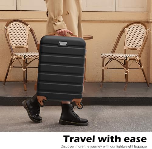 Coolife Luggage Set, Lightweight Durable Hardshell, 3 piece, Apricot White | suitcase set with 360° Spinner Wheels, TSA-approved Lock