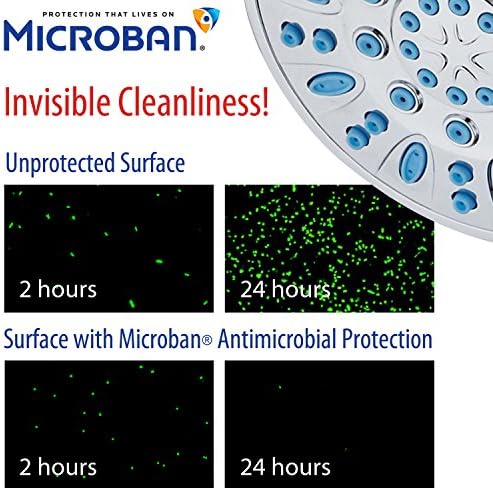 AquaDance Antimicrobial/Anti-Clog High-Pressure 6-setting Shower Head, Microban Nozzle Protection from Growth of Mold